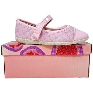 Via Pinky Girls Pink Quilted Mary Jane Flats Size 9.5